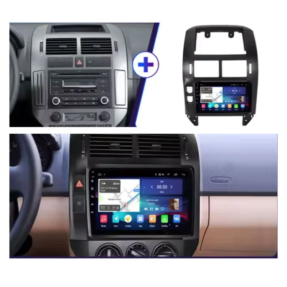 Volkswagen Polo Araç Multimedya Android Ekran Carplay Double Teyp 4+64 9" 05-09 Black BLUEWAY - 5