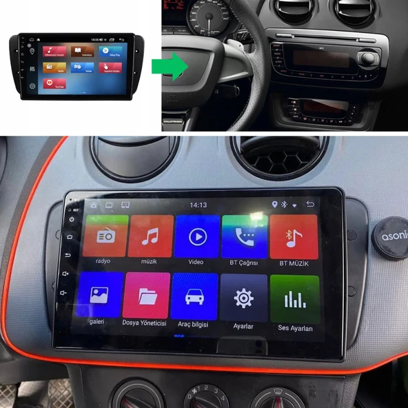 Seat Ibiza Araç Multimedya Android Ekran Carplay Navigasyon Double Teyp 4+64 9" 09-15 Black BLUEWAY - Resim 5