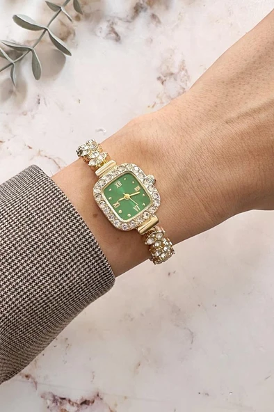 Oceanus Gold Yeşil Taşlı Kadın Kol Saati