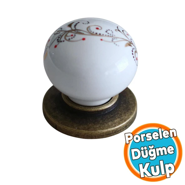 Porselen Kulp Çiçekli Düğme Mobilya Mutfak Dolabı Çekmece Dolap Kulpları Kapak Kulpu Kulbu
