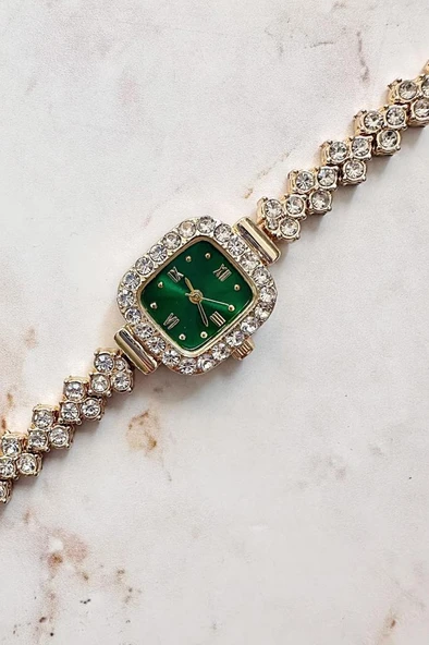 Oceanus Gold Yeşil Taşlı Kadın Kol Saati - 3