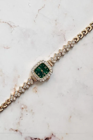 Oceanus Gold Yeşil Taşlı Kadın Kol Saati - 4