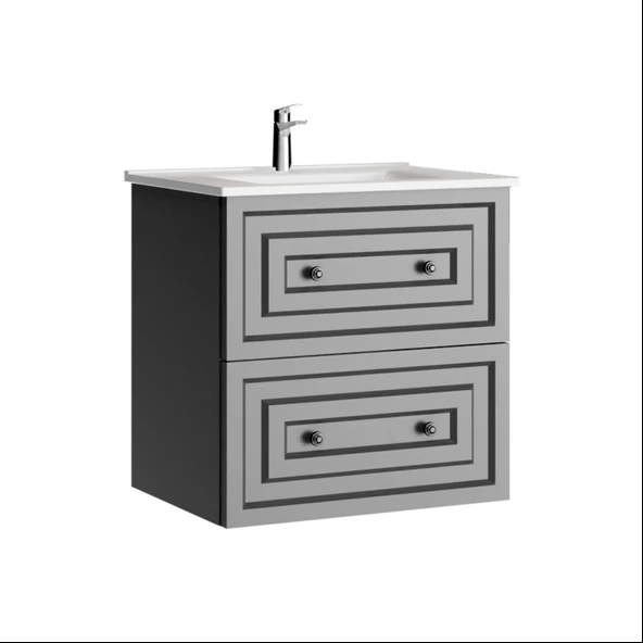Kayra Lavabo Dolabı Çekmeceli Mat Gri - 1