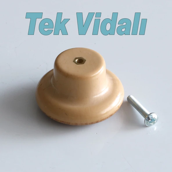 Mobilya Düğme Kulp Açık Ceviz Renk Mutfak Dolap Dolabı Çekmece Kulpu Kulbu Plastik Tek Vida - 4
