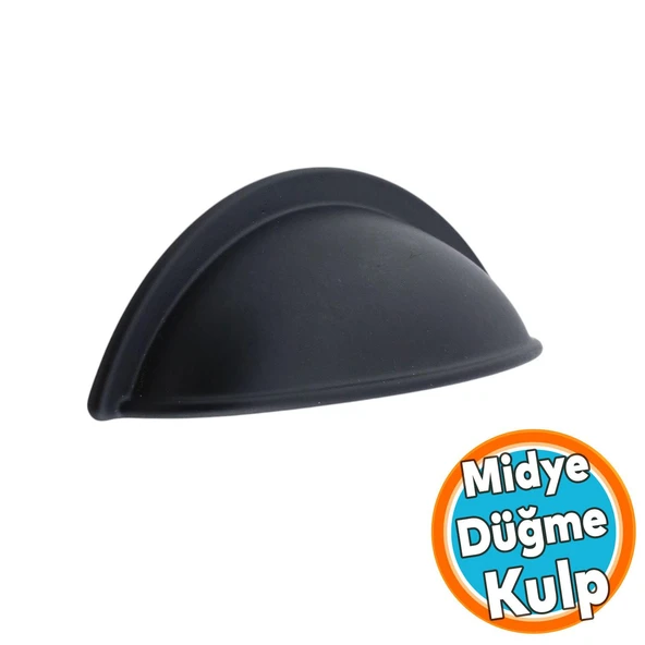 Mobilya Mutfak Dolabı Çekmece Dolap Kulpları Kulpu Kulb Midye Çanak Tas 64 mm Düğme Siyah ürün görseli