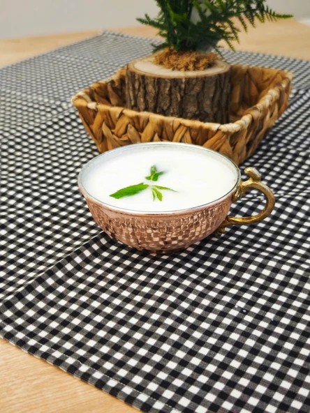 Bakır Kulplu Dekoratif Ayran ve Su Tası 400ml El Yapımı (5,5cmx12.1cm) - 4