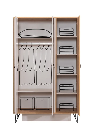 Dolunay Genç Odası - 3 Kapılı Dolap, Karyola, Komodin, Şifonyer - 5