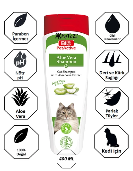 Kediler için Aloe Vera Özlü Şampuan 400 ML