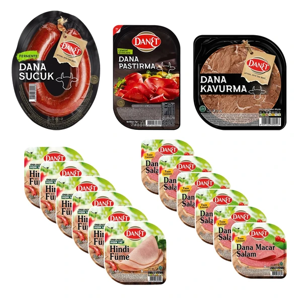 Dana Sucuk-Pastırma-Kavurma-Salam 15 li Mega Lezzet Paketi
