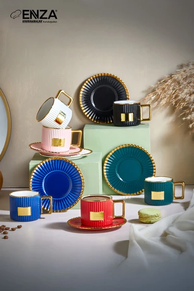 Colorful 6 Kişilik Porselen Fincan Takımı