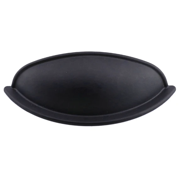 Mobilya Mutfak Dolabı Çekmece Dolap Kulpları Kulpu Kulb Midye Çanak Tas 64 mm Düğme Siyah - Resim 3