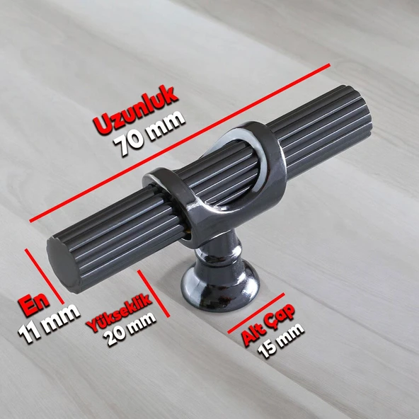 Metal Düğme Tek Vidalı Çekmece Mutfak Mobilya Dolabı Dolap Kulpu Kulbu Kulpları Füme - Resim 2