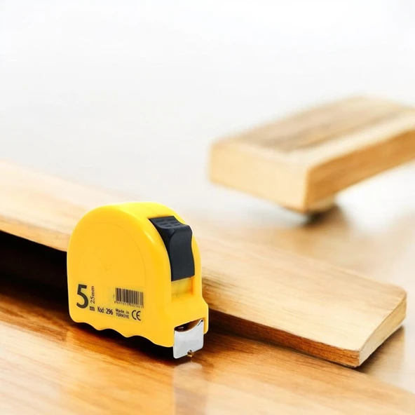 Bükülebilir Metre Şerit Metal En 25 mm 5 Metre Düğmeli Ölçüm Ölçme Plastik Kasalı - 2