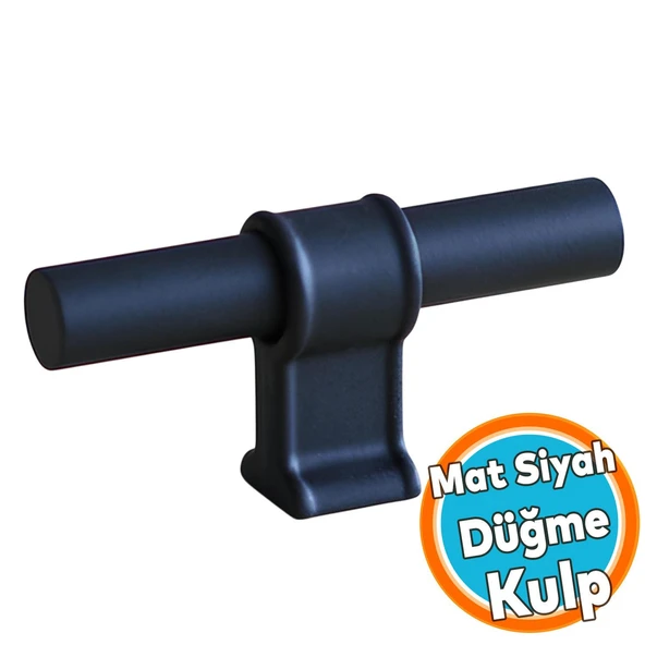 Metal Düğme Tek Vidalı Çekmece Mutfak Mobilya Dolabı Dolap Kulpu Kulbu Kulpları Mat Siyah ürün görseli