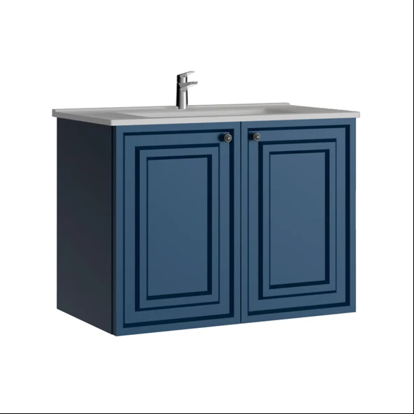 Kayra Lavabo Dolabı Kapaklı Mat Safire Blue