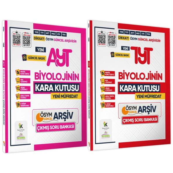 2025 TYT-AYT BİYOLOJİ Kara Kutu ÖSYM Çıkmış Soru Havuzu Bankası 2li SET Konu Özetli Dijital Çözümlü