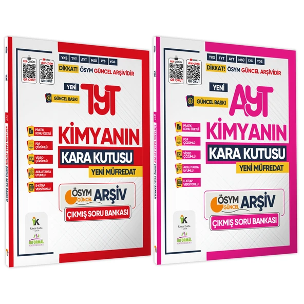2025 TYT-AYT KİMYA Kara Kutu ÖSYM Çıkmış Soru Havuzu Bankası 2li SET Konu Özetli Video/PDF Çözümlü