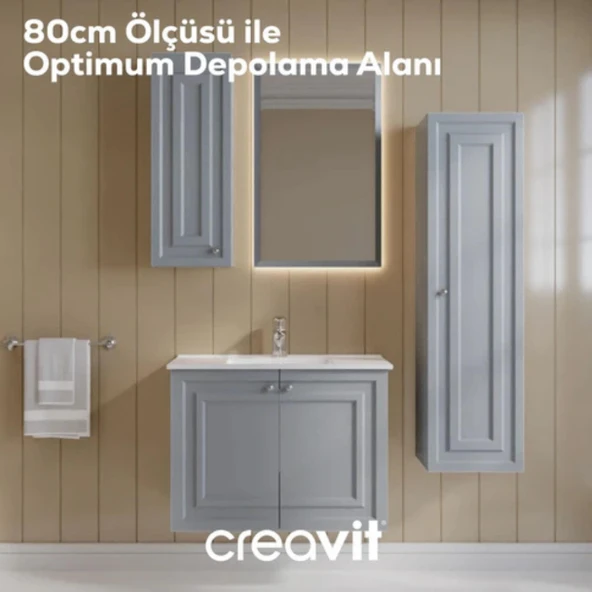 Kayra Lavabo Dolabı Kapaklı Mat Gri - 4
