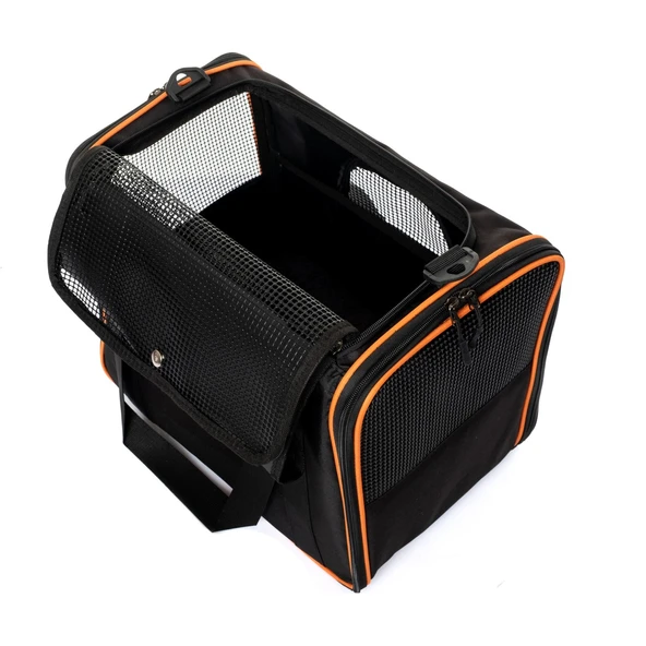 Brave Paws Kedi Köpek Taşıma Çantası Kare Model Yırtılmaz Plastik Fileli (SİYAH) - 3