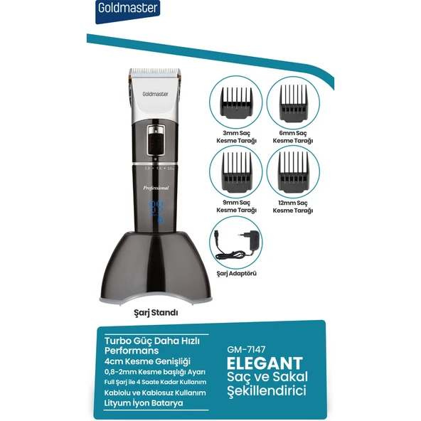 GOLDMASTER ELEGANT GM-7147 SAÇ KESME MAKİNESİ - 3