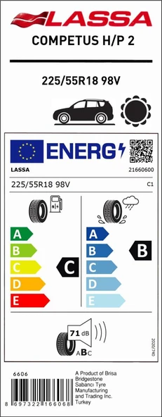 Lassa 225/55 R18 98V Competus H/P 2 Oto Yaz Lastiği (Üretim:2024) - 2