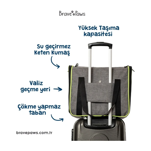 Brave Paws Kedi Köpek Taşıma Çantası Kare Model Yırtılmaz Plastik Fileli (SİYAH) - 7