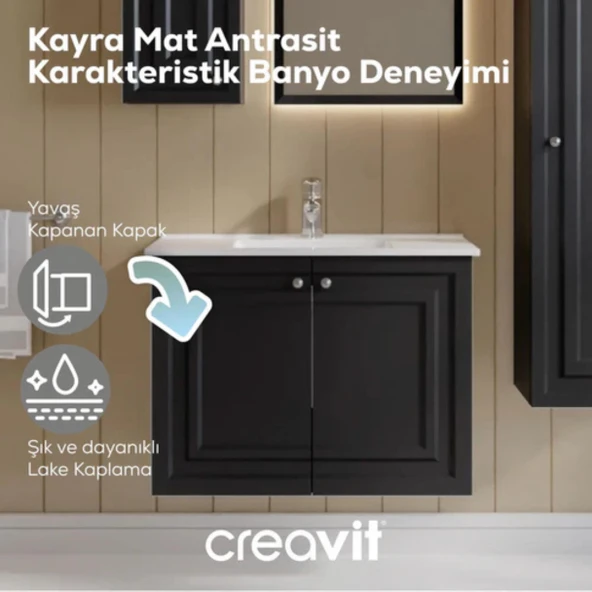 Kayra Lavabo Dolabı Kapaklı Mat Antrasit - 3
