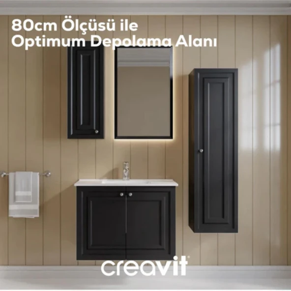Kayra Lavabo Dolabı Kapaklı Mat Antrasit - 4