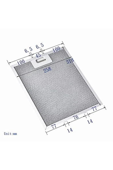Alanya Yedek Parça 318x258 Aspiratör Davlumbaz filtresi Baumatic Zanussi Lamona AG600SS BE60GL BEI350SS BTC6720SS