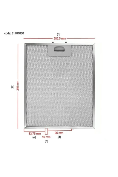 Alanya Yedek Parça 81481030 TEKA Davlumbaz Aspiratör Filtresi 340x282mm DY90, DP90, DH90 B2