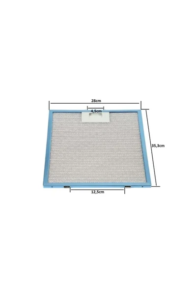 Alanya Yedek Parça 280x350 mm Alüminyum Davlumbaz Yağ Filtresi Alt Tırnak 12,5 cm, Üst Tıırnak Arası 4,5 cm