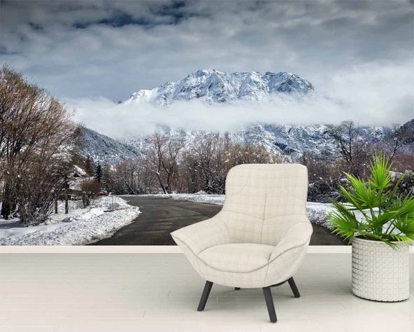 Kış Karlı Dağ ve Gökyüzü Manzaralı Duvar Kağıdı - Resim 6