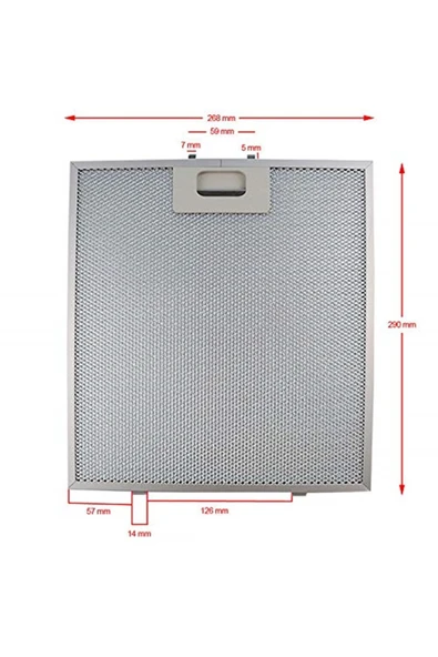 Alanya Yedek Parça 298x175mm Vinola Davlumbaz Filtresi 29.8x17.5cm, Arka Kelepçeler 12.5cm
