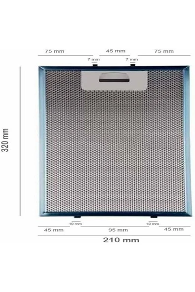 Alanya Yedek Parça Teka Davlumbaz filtresi  210x320 DM70 DG90 TDC60 TDC70 Davlumbaz ile Uyumlu Yağ Filtresi