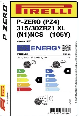 Pirelli 315/30ZR21 105Y XL P-Zero (N1) NCS (PZ4) Oto Yaz Lastiği (Üretim: 2024) - Resim 2
