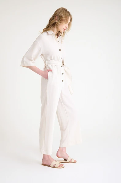 Keten Günlük Tulum Elbise - Resim 6