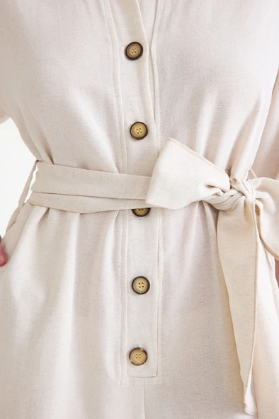 Keten Günlük Tulum Elbise - Resim 12