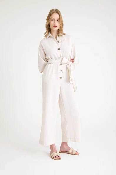 Keten Günlük Tulum Elbise - Resim 4