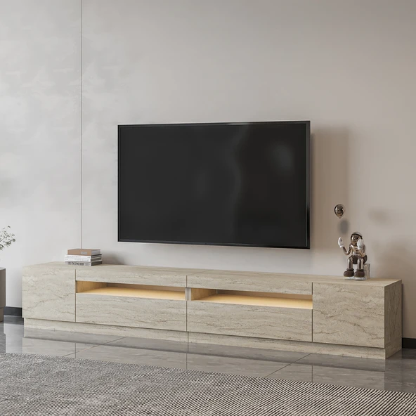 T008 Arya Işıklı Tv Sehpası SET Traverten - 3