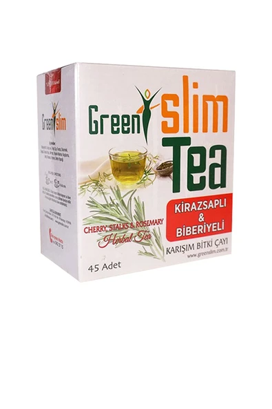Green Slim Tea Kiraz Saplı Biberiyeli Karışım Bitki Çayı 45 Adet Bitkisel Çay