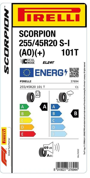 Pirelli 255/45R20 101T Scorpion Seal Inside (AO) (+) Elect Oto Yaz Lastiği (Üretim: 2023) - 2