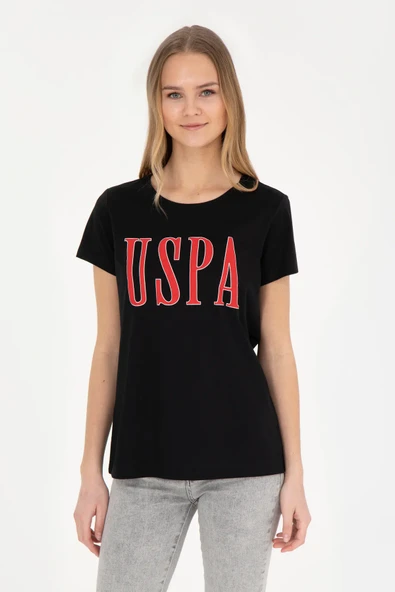 U.S. Polo Assn. Kadın Siyah Bisiklet Yaka Tişört 50285843-VR046