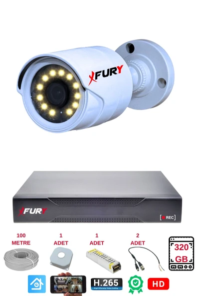 FURY 1 Li Gece Renkli Görüş Güvenlik Kamerası Full Hd-Su Geçirmez Güvenlik Kamerası Seti 320GB ürün görseli