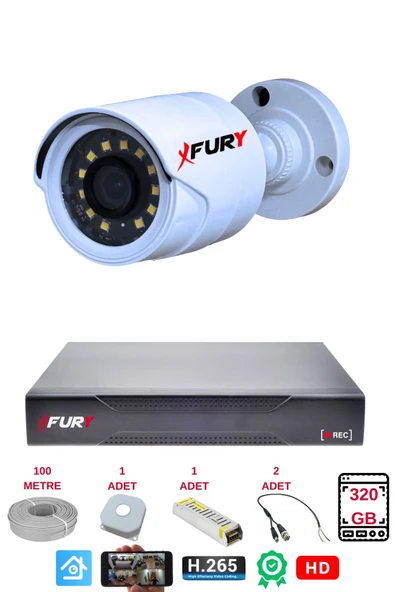 FURY 1 Li Gece Renkli Görüş Güvenlik Kamerası Full Hd-Su Geçirmez Güvenlik Kamerası Seti 320GB - Resim 2