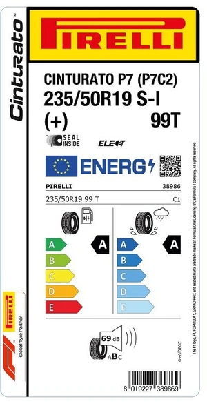 Pirelli 235/50R19 99T Seal Inside Cinturato P7 (+) (P7C2) Elect Oto Yaz Lastiği (Üretim: 2023) - Resim 3