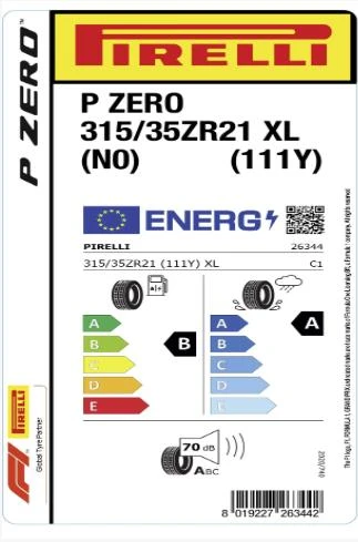 Pirelli 315/35Z R21 (111Y) XL P Zero (N0) Oto Yaz Lastiği ( Üretim: 2024 ) - 2