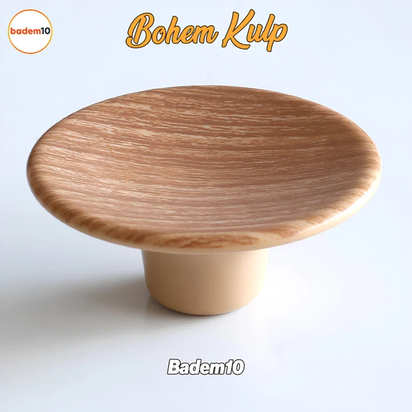 Bohem Plastik İç Bükey Kulp Açık Ceviz Renk Mobilya Mutfak Dolap Dolabı Çekmece Kulpu Kulbu Tek Vida