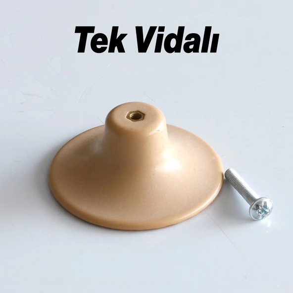 Bohem Plastik İç Bükey Kulp Açık Ceviz Renk Mobilya Mutfak Dolap Dolabı Çekmece Kulpu Kulbu Tek Vida - 6