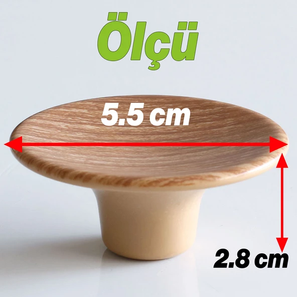 Bohem Plastik İç Bükey Kulp Açık Ceviz Renk Mobilya Mutfak Dolap Dolabı Çekmece Kulpu Kulbu Tek Vida - 4