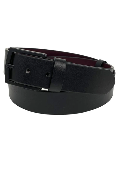 Siyah Suni Deri Dikişli Model 4 Cm.lik Spor Kemer - 7000-düz - 3